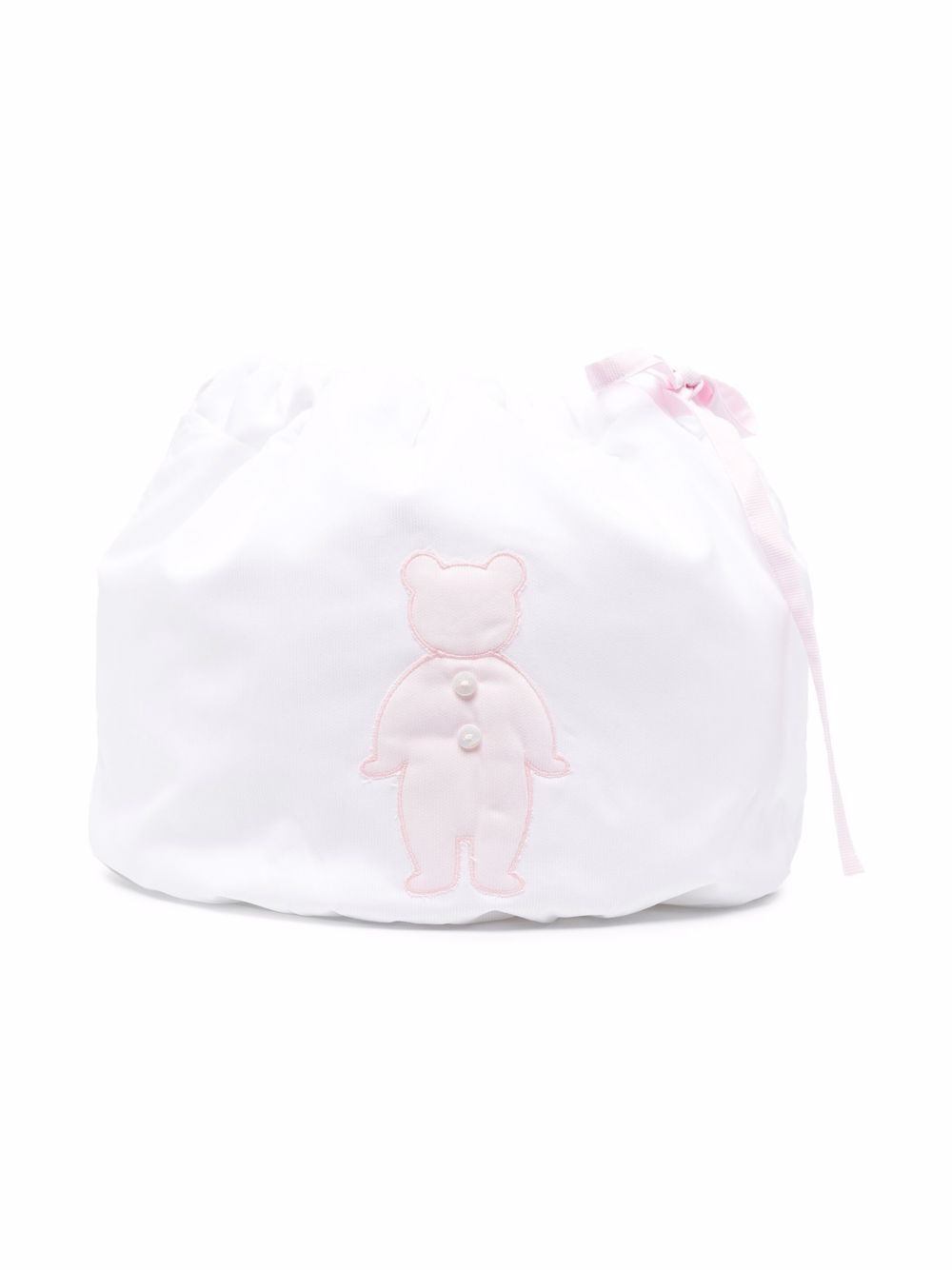 Little Bear 刺绣抽绳小袋 - 白色
