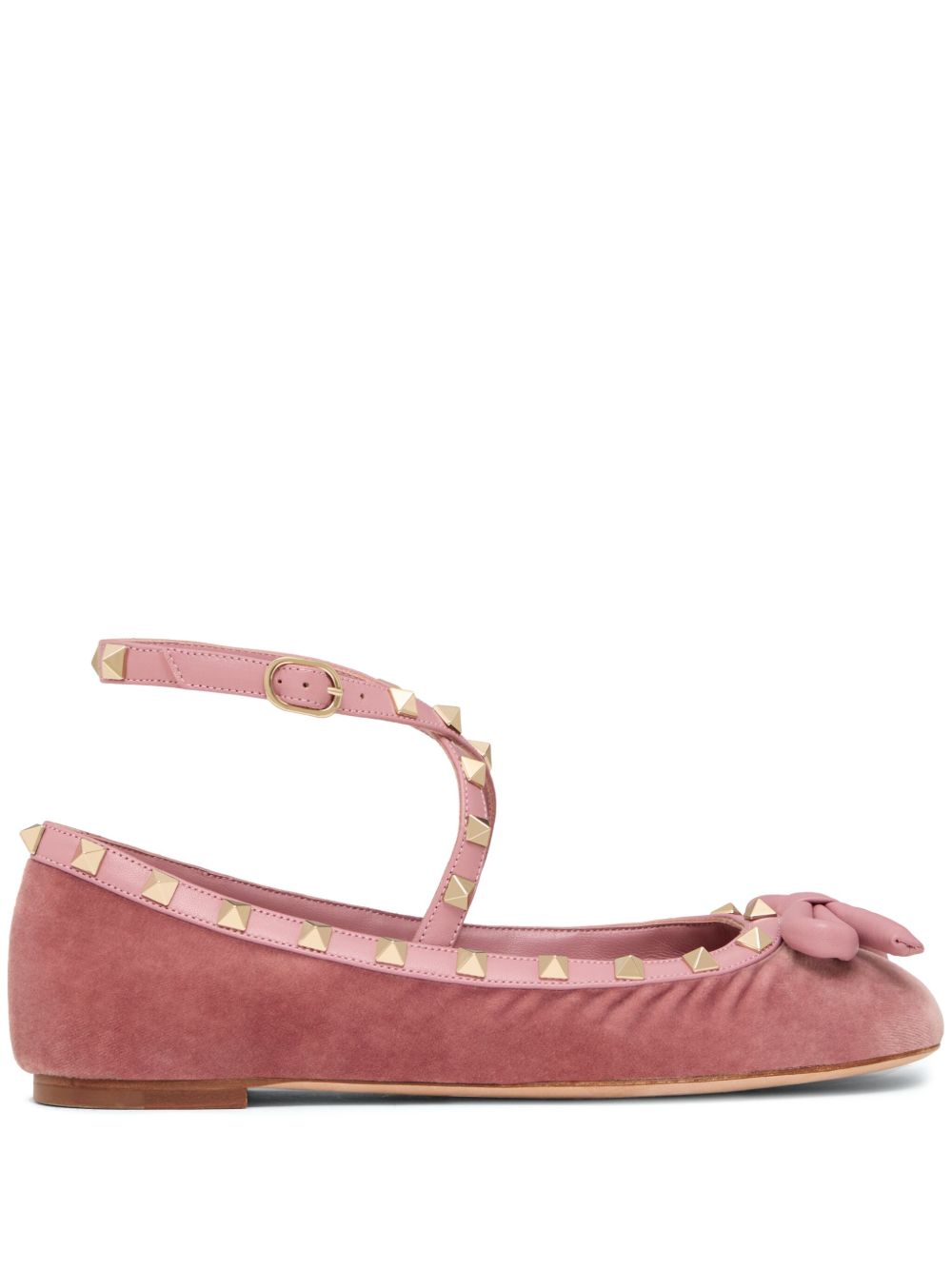 Valentino Garavani Rockstud 袢带芭蕾平底鞋 - 粉色