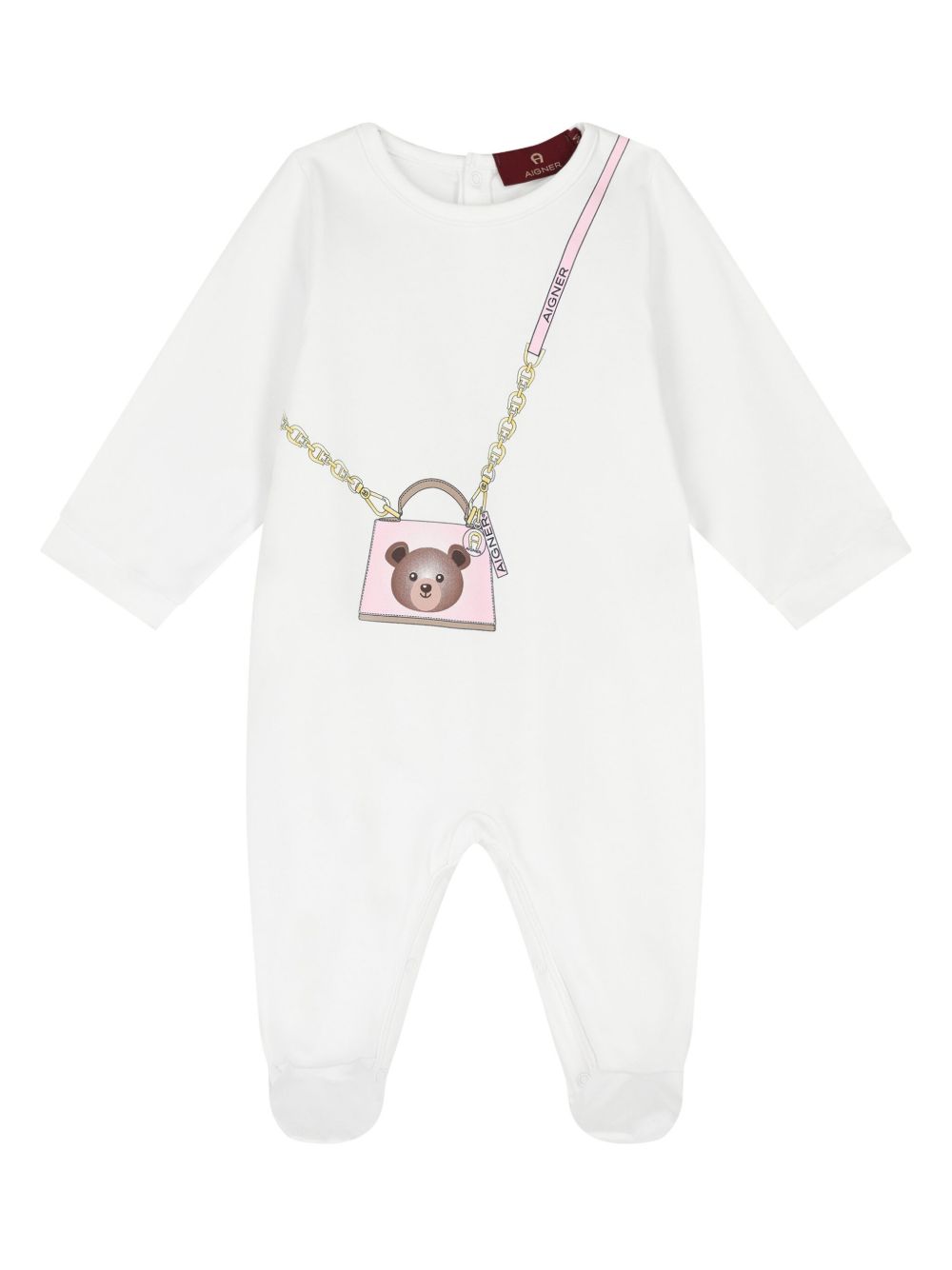 Aigner Kids 图案印花连体睡衣 - 白色