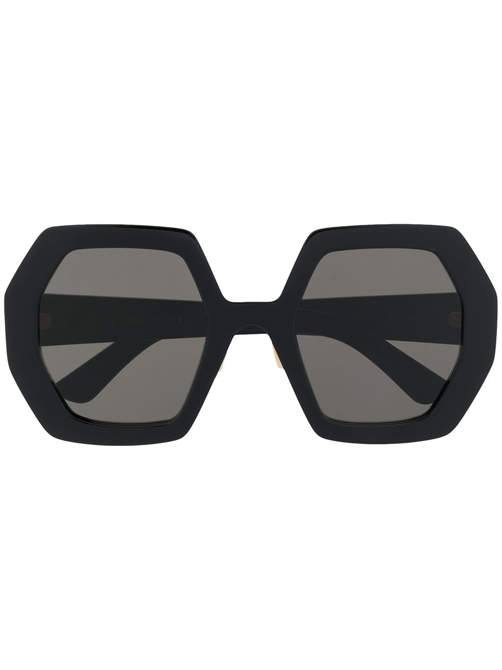Gucci Eyewear 超大七角框太阳眼镜 - 黑色