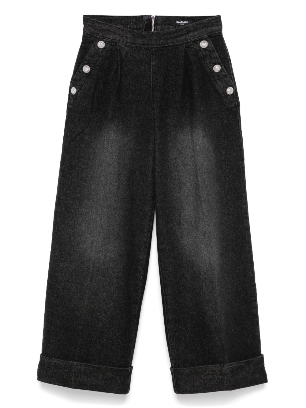 Balmain Kids 阔腿牛仔裤 - 黑色