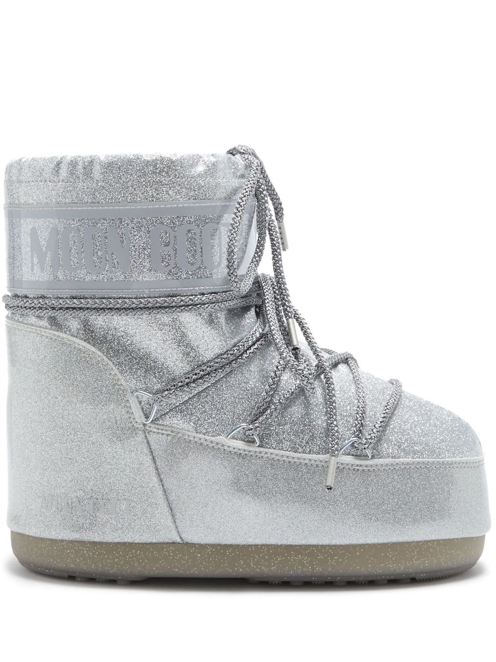 Moon Boot Icon Low 亮片金葱短靴 - 银色