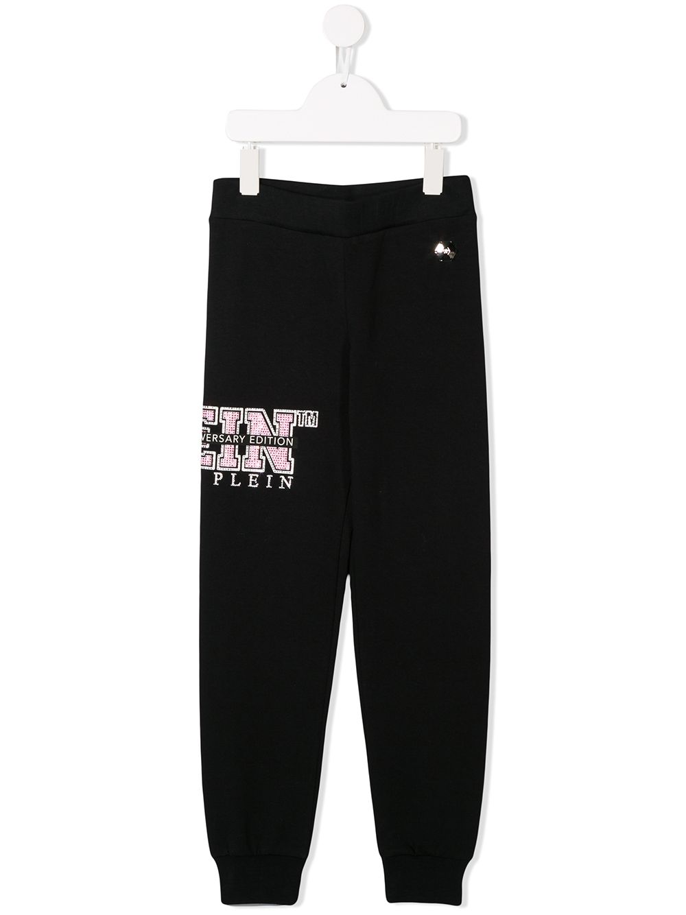 Philipp Plein Junior 水钻logo运动裤 - 黑色