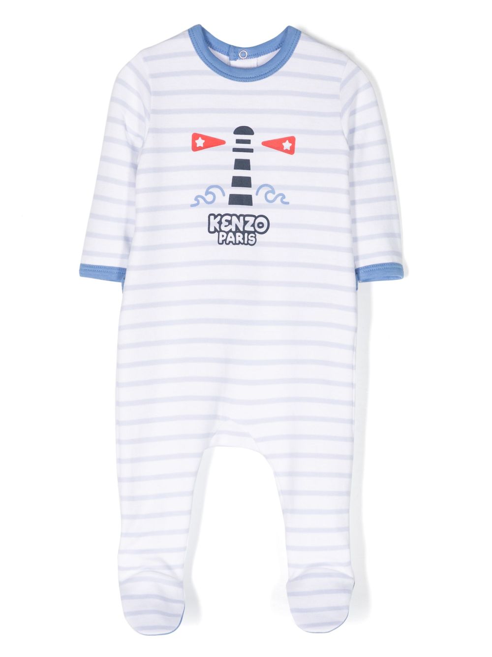 Kenzo Kids 条纹圆领连体睡衣 - 白色
