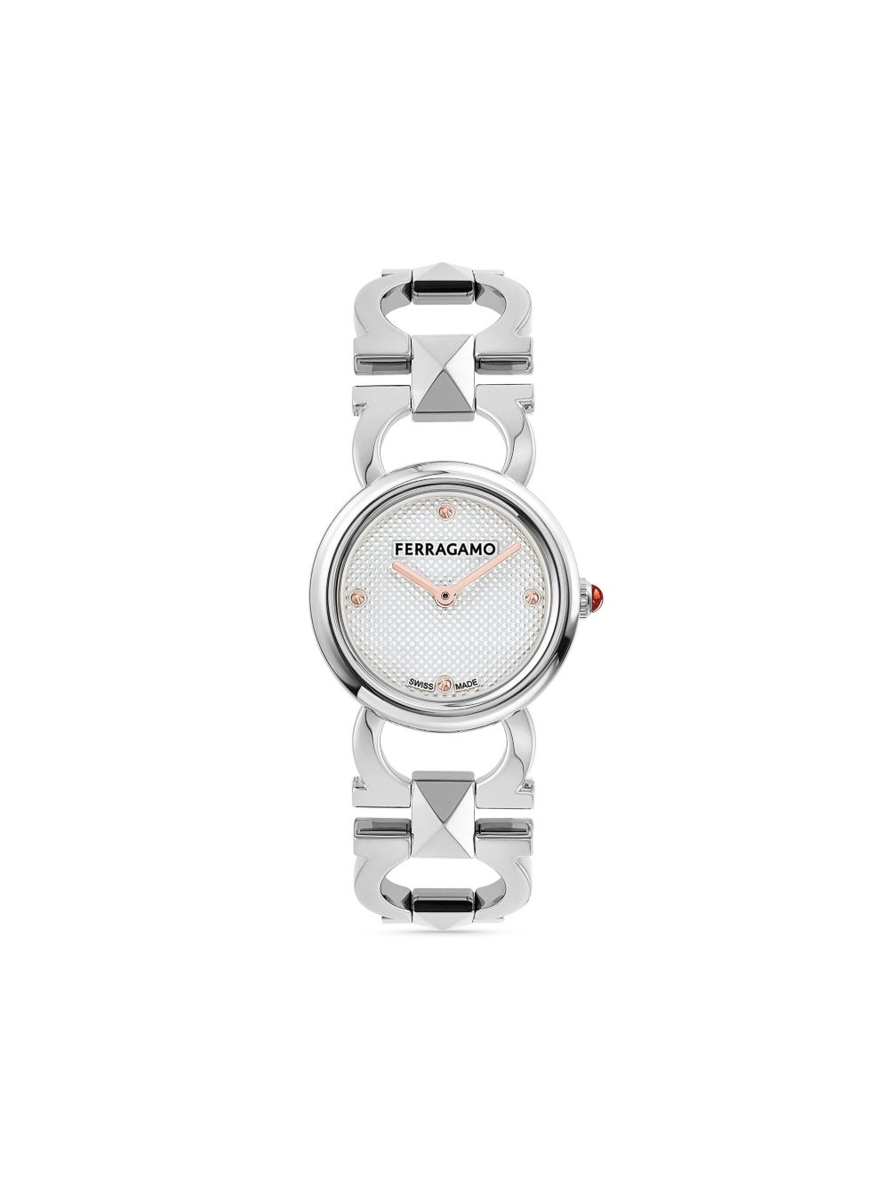 Ferragamo Double Gancini Stud 腕表（25毫米） - 白色