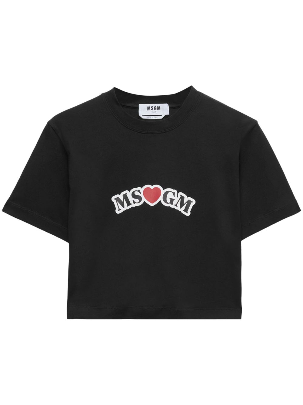 MSGM logo印花短款T恤 - 黑色