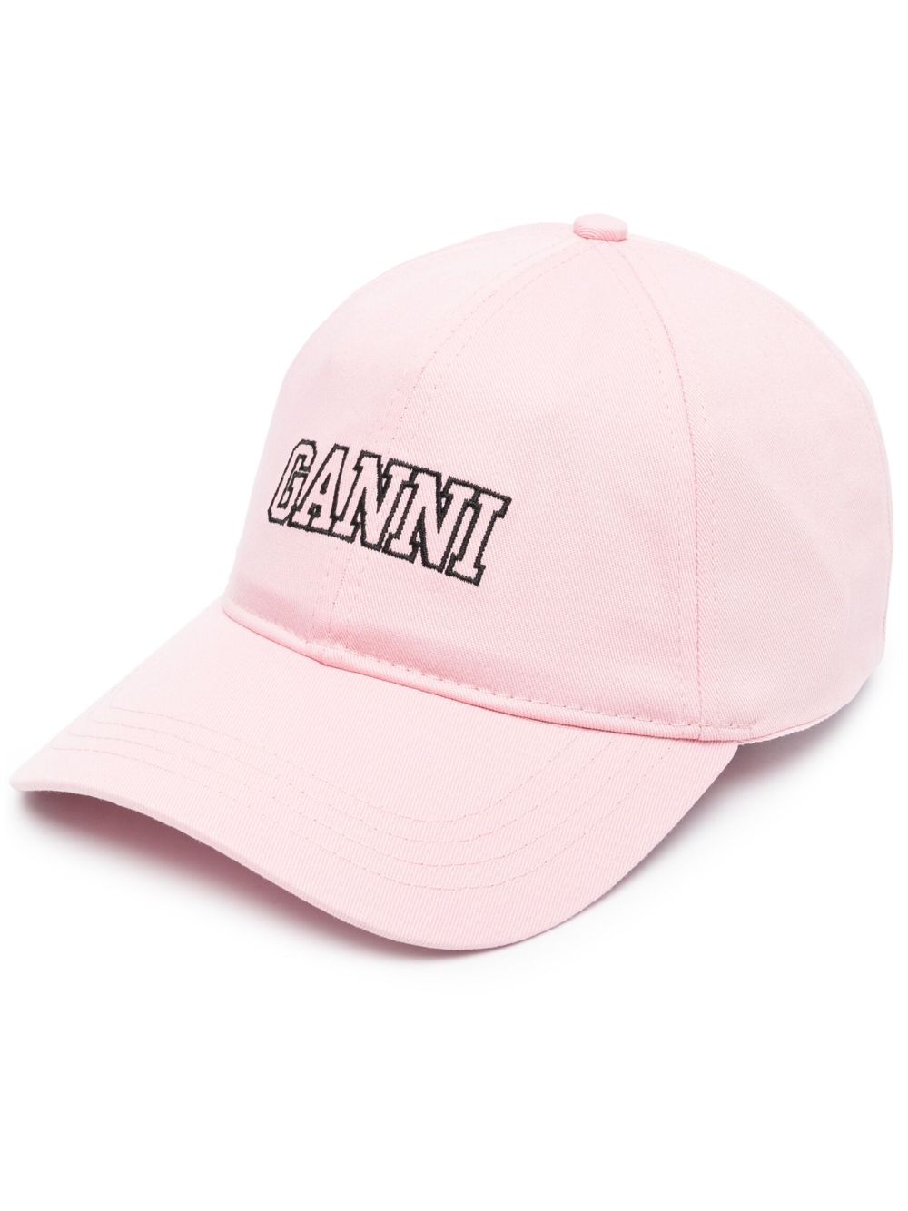 GANNI logo刺绣棉棒球帽 - 粉色