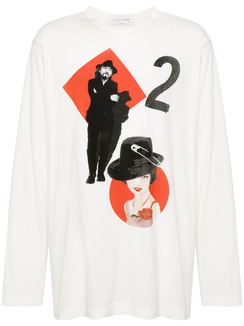 Yohji Yamamoto 图案印花棉T恤 - 白色