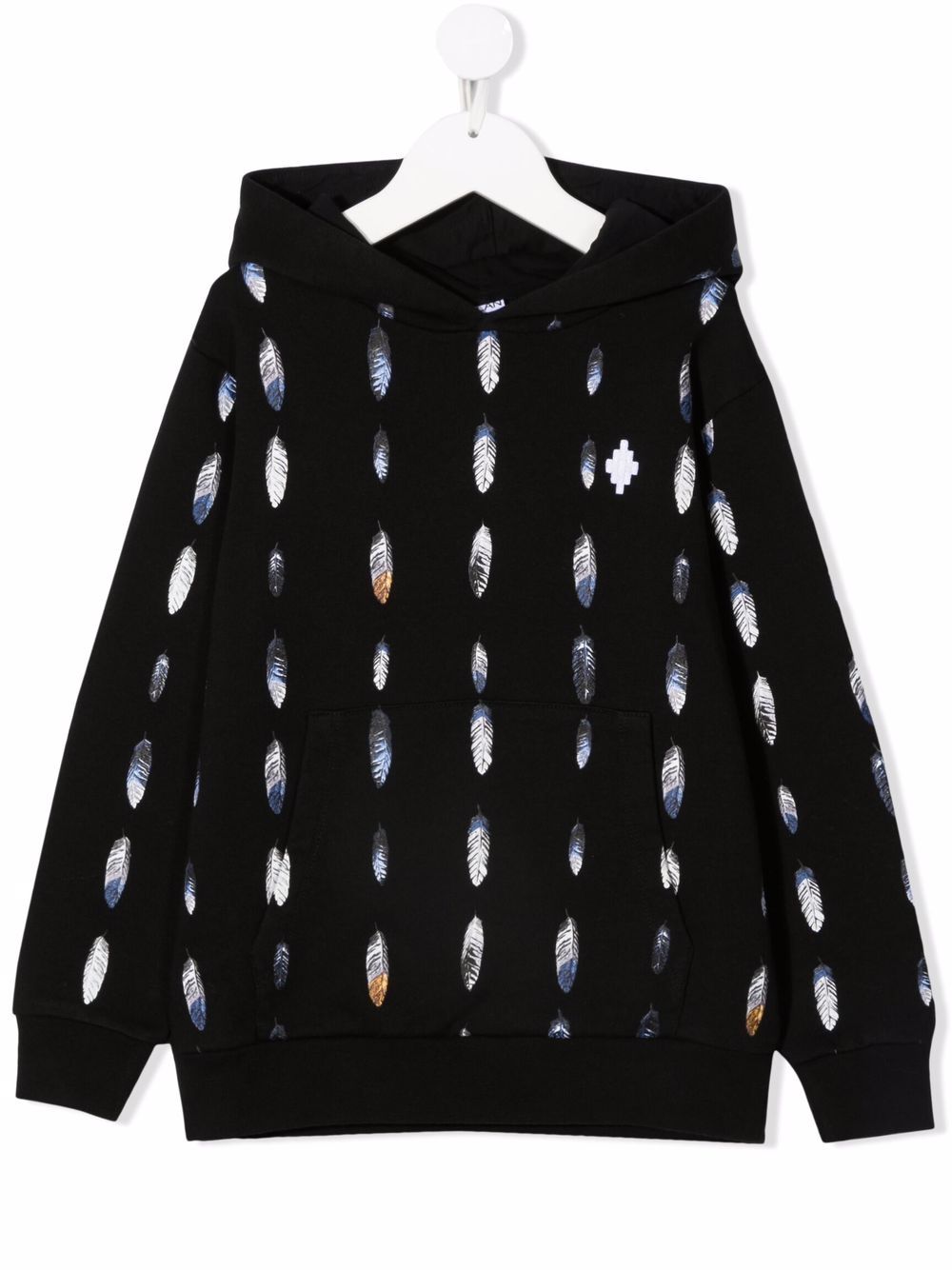 Marcelo Burlon County Of Milan Kids 羽毛印花连帽衫 - 黑色