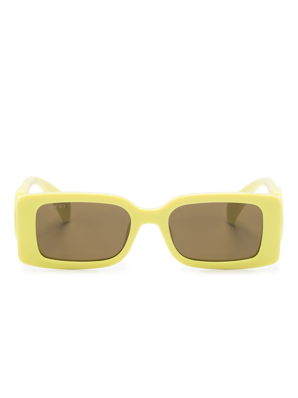 Gucci Eyewear Interlocking G 长方形镜框太阳眼镜 - 黄色
