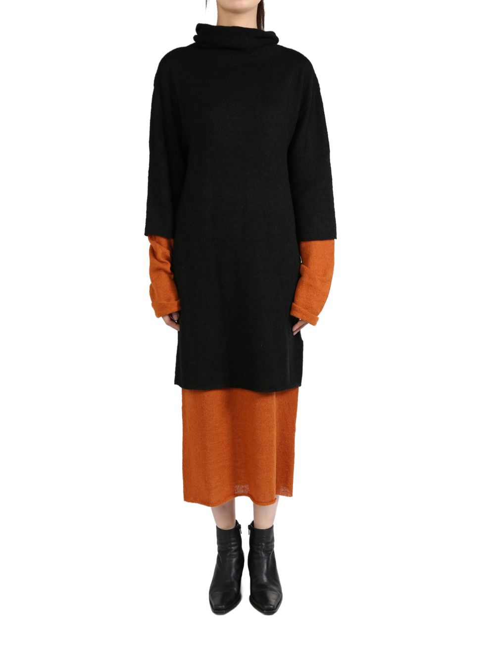Issey Miyake layered midi dress - 黑色