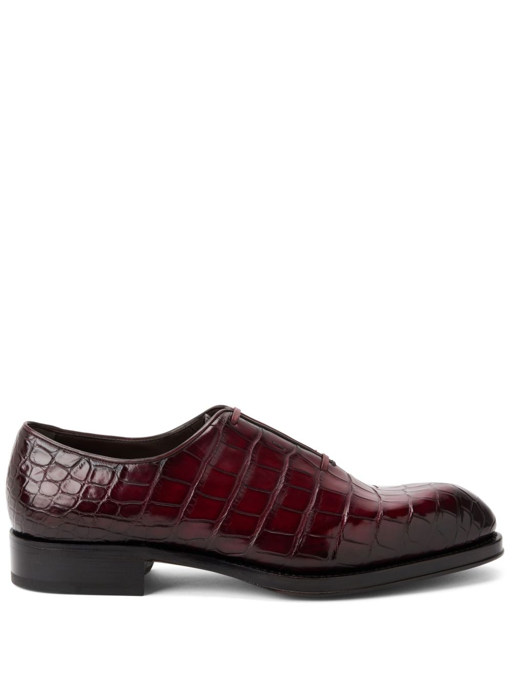 Ferragamo 仿鳄鱼纹效果皮质牛津鞋 - 红色