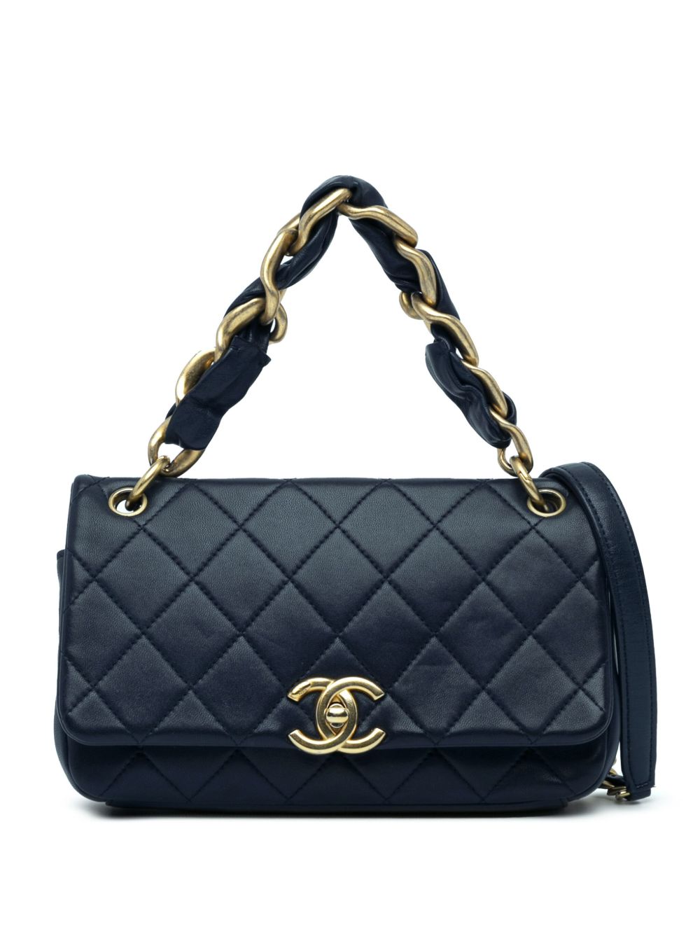 CHANEL Pre-Owned Chain is More Flap 绗缝小羊皮斜挎包（2021年典藏款） - 蓝色