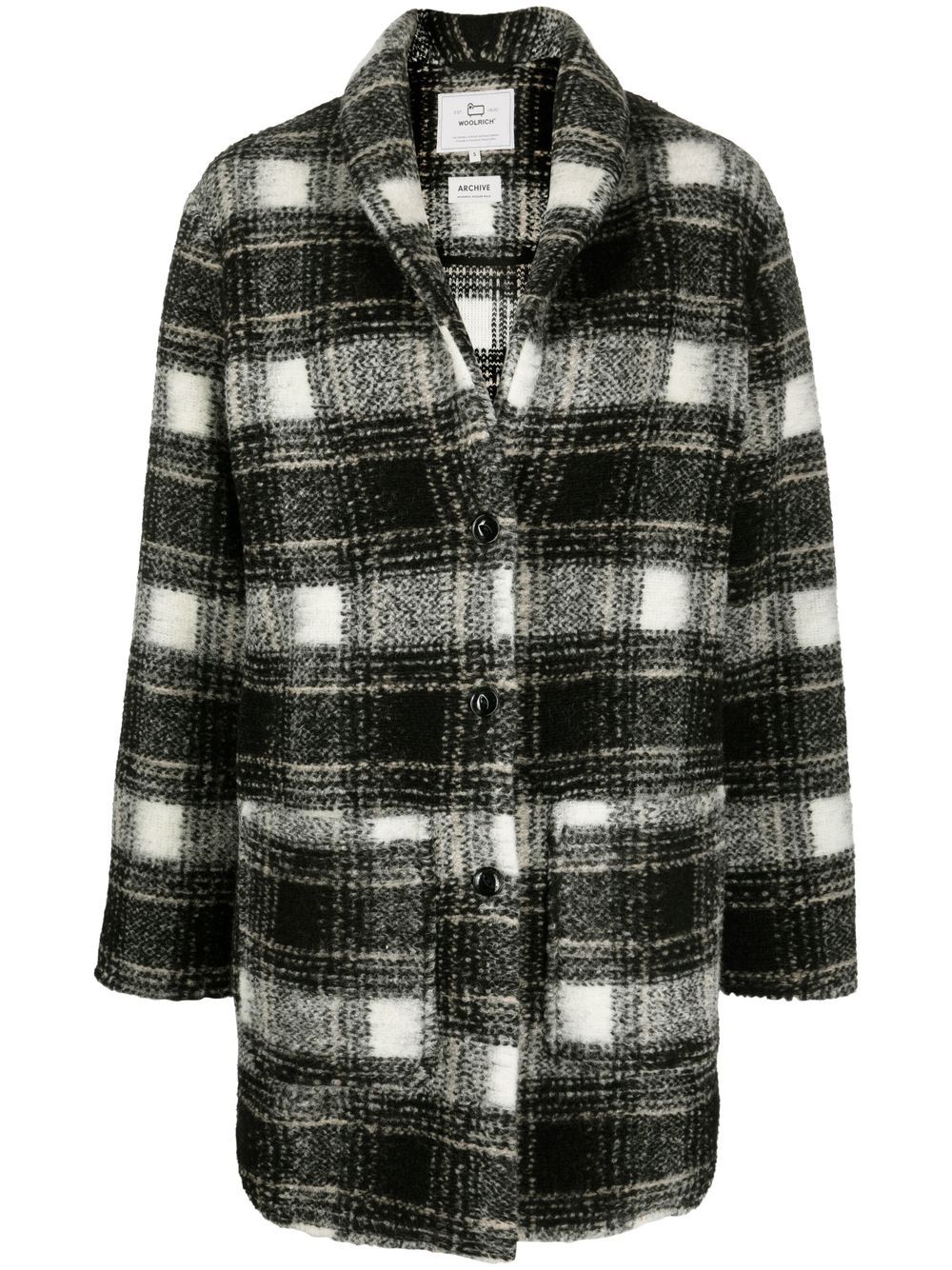 Woolrich 格纹纽扣开合外套 - 黑色