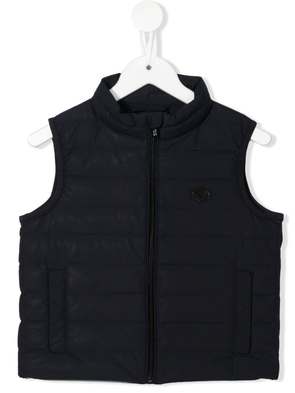 Emporio Armani Kids 标贴填充马甲 - 蓝色