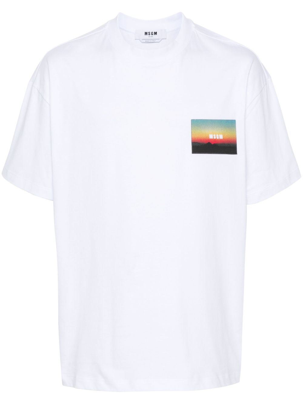 MSGM logo刺绣棉T恤 - 白色