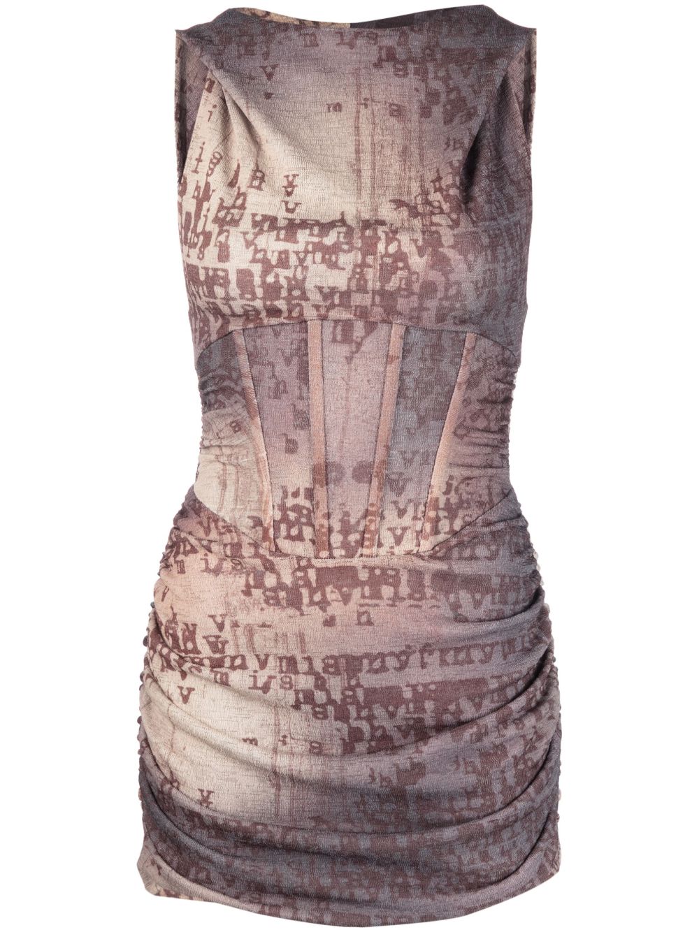 MISBHV Typewriter Corset 迷你连衣裙 - 褐色