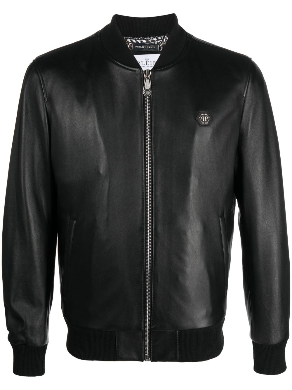 Philipp Plein 皮质飞行员夹克 - 黑色