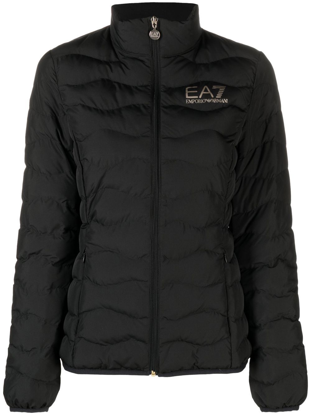 Ea7 Emporio Armani logo印花蓬松夹克 - 黑色