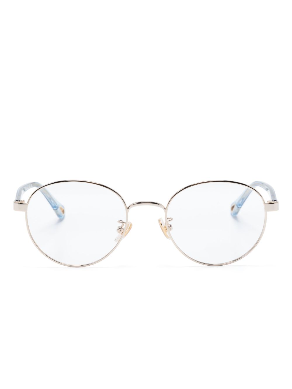 Chloé Eyewear logo雕刻圆框眼镜 - 金色