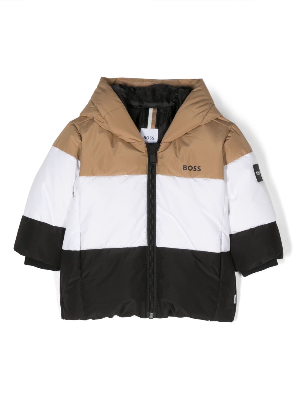 BOSS Kidswear logo印花连帽蓬松夹克 - 中性色