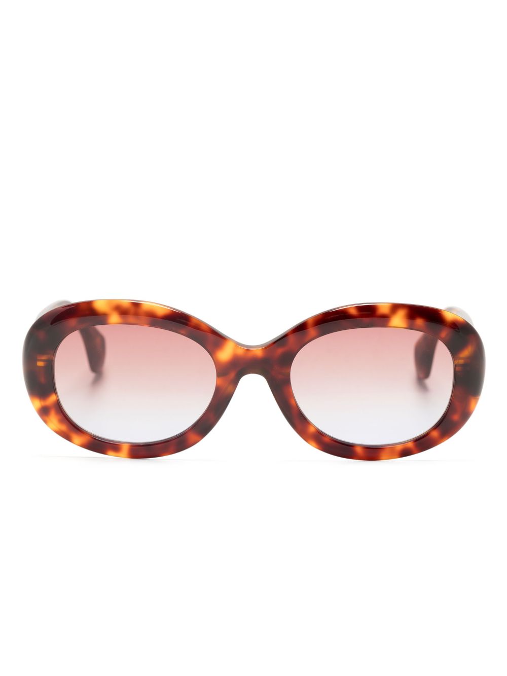 Vivienne Westwood Vivienne 玳瑁纹椭圆形镜框太阳眼镜 - 红色