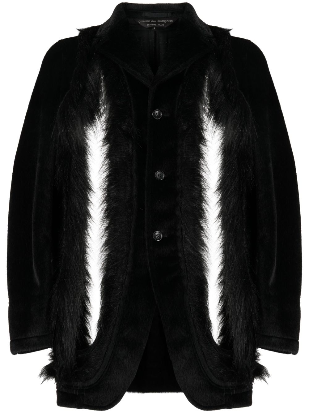 Comme des Garçons Homme Plus 镂空人造皮草西装夹克 - 黑色
