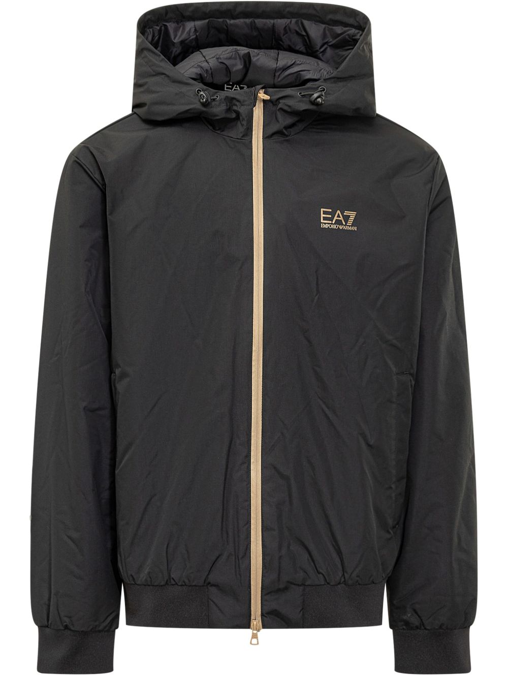 Ea7 Emporio Armani logo印花拉链夹克 - 黑色