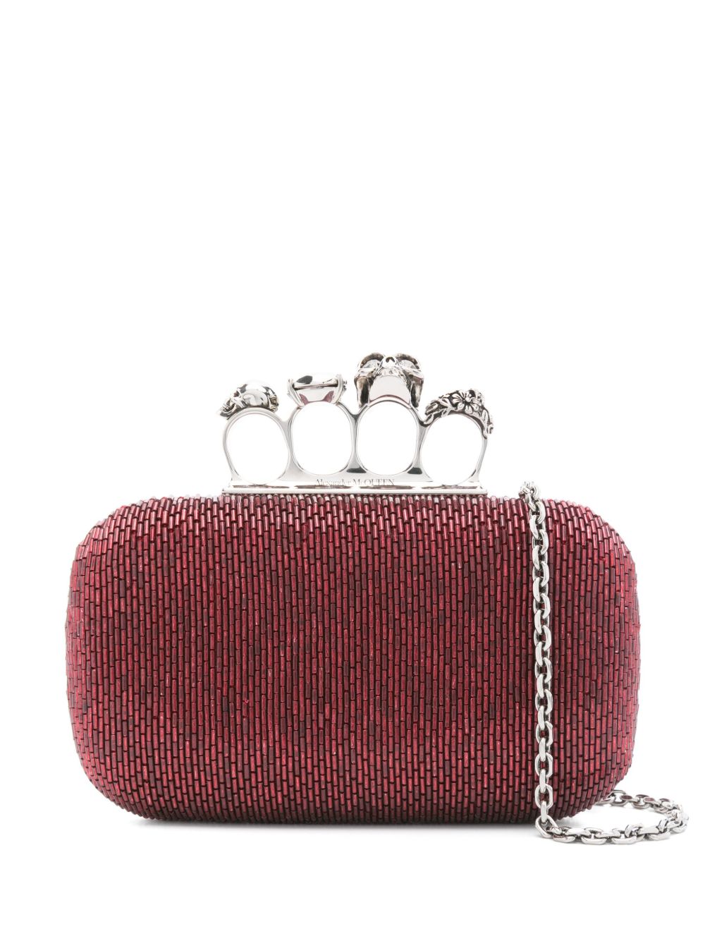 Alexander McQueen Pre-Owned Four Ring Beaded 手拿包（典藏款） - 红色