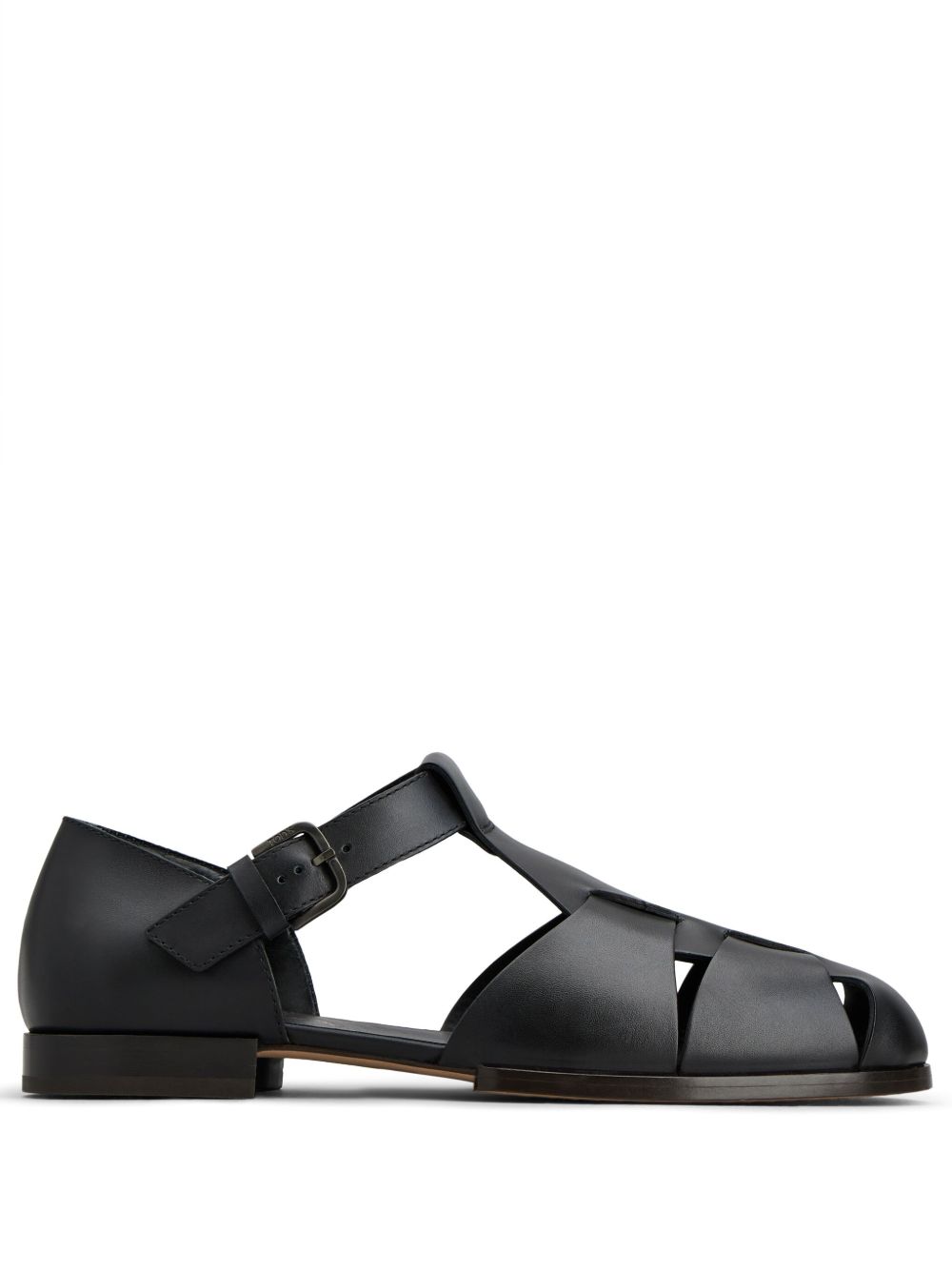 Tod's 袢带细节皮质凉鞋 - 黑色