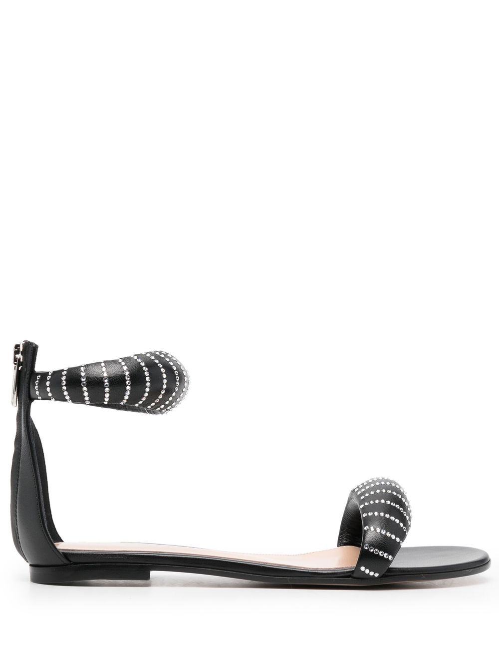 Gianvito Rossi 晶饰条纹凉鞋 - 黑色
