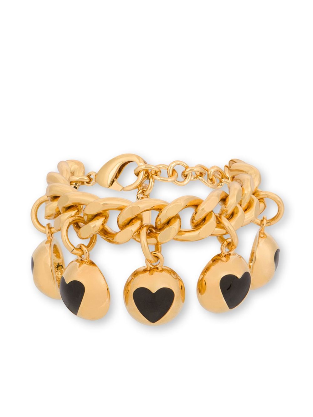 Moschino 心形吊饰链式手链 - 金色