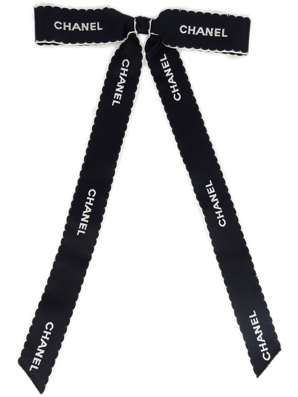 CHANEL Pre-Owned logo刺绣缎带胸针（1990-2000年典藏款） - 黑色