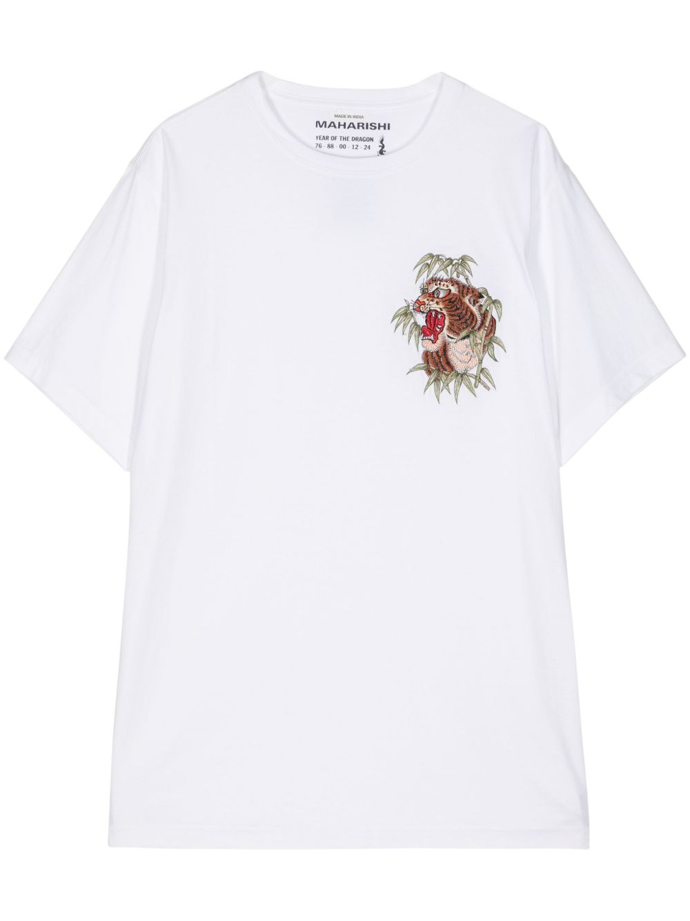 Maharishi Tiger 刺绣棉T恤 - 白色
