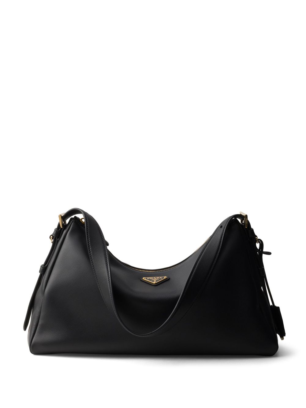 Prada 大号三角形logo单肩包 - 黑色