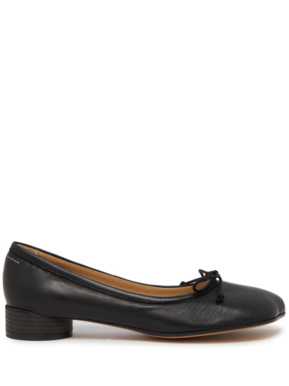 MM6 Maison Margiela Anatomic 皮质芭蕾平底鞋 - 黑色
