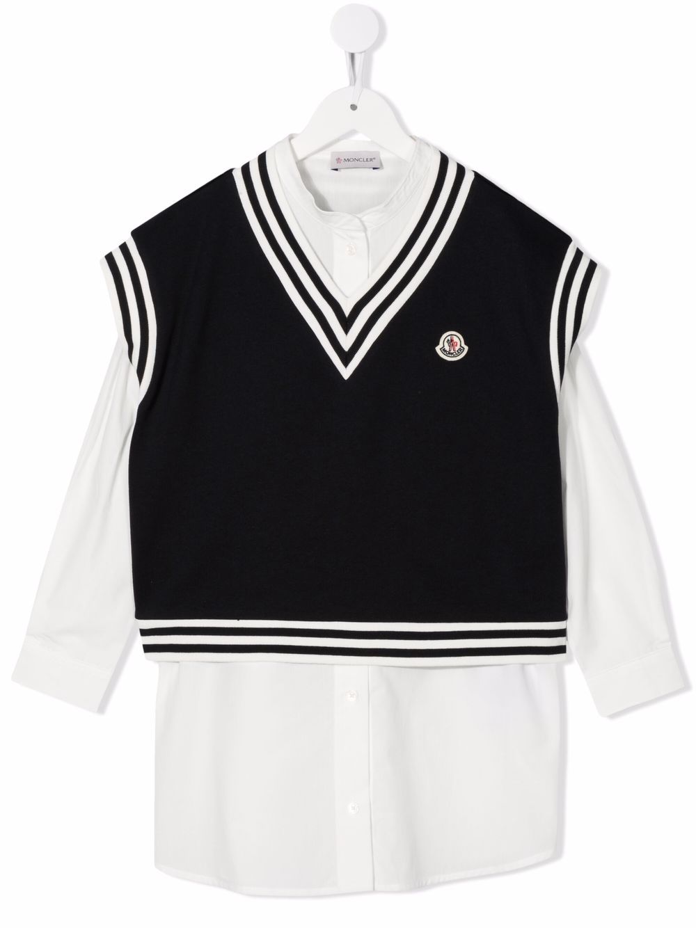 Moncler Enfant 两件式长袖衬衫裙 - 白色