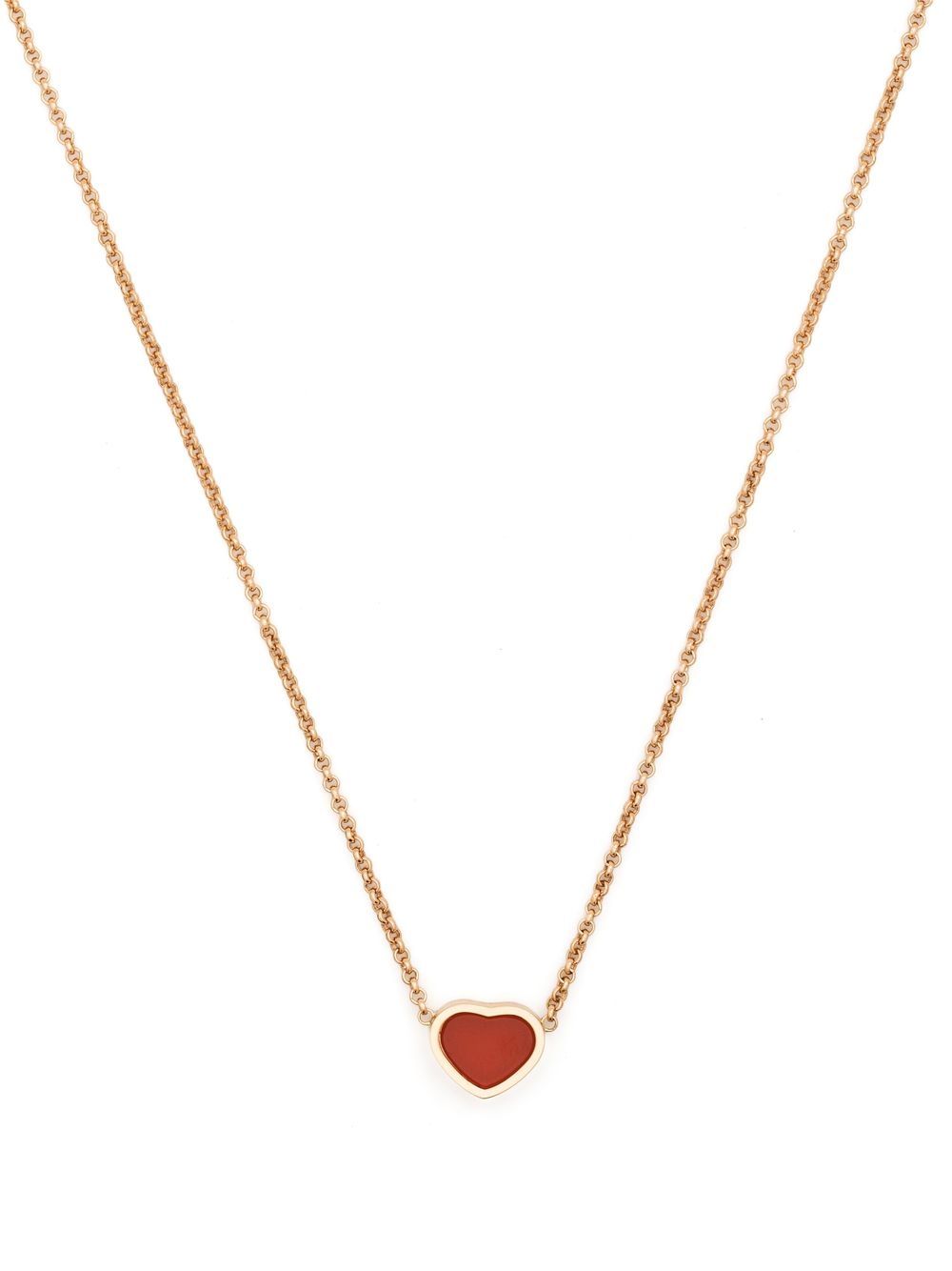 Chopard My Happy Heart 18K玫瑰金红玉髓项链 - 粉色