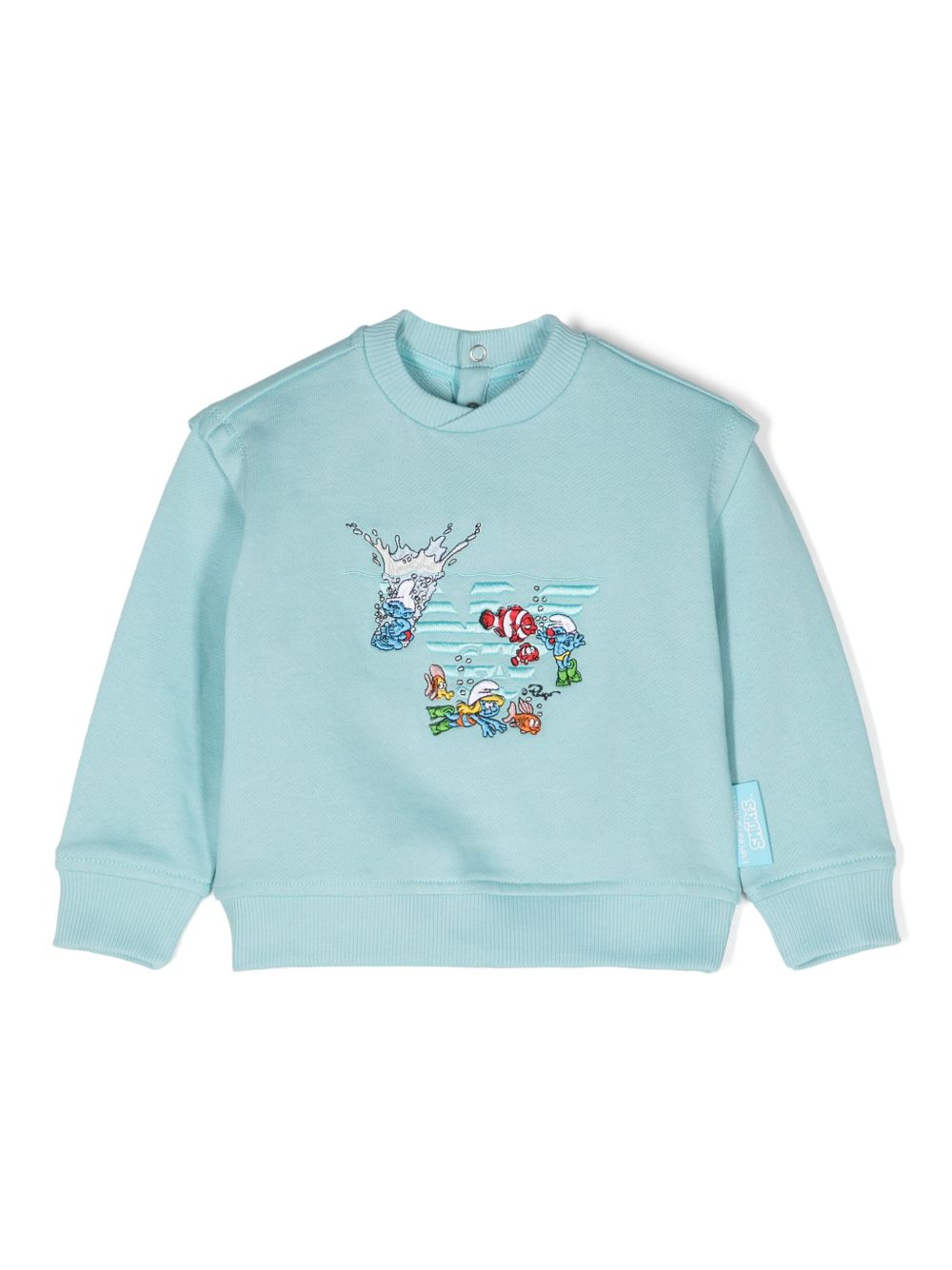 Emporio Armani Kids x The Smurfs 刺绣卫衣 - 蓝色