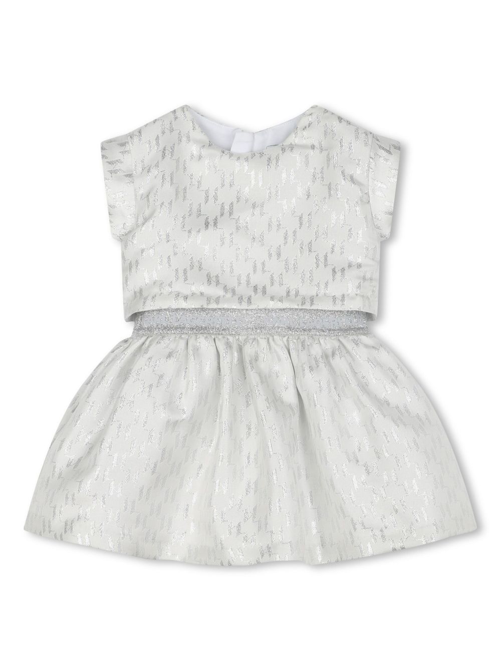 Karl Lagerfeld Kids logo提花金属感连衣裙 - 白色