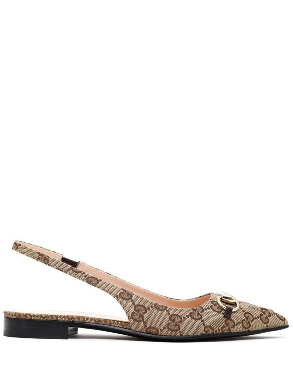 Gucci 经典logo印花裹踝平底鞋 - 中性色