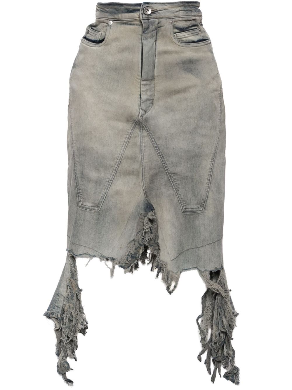 Rick Owens DRKSHDW distressed denim skirt - 蓝色