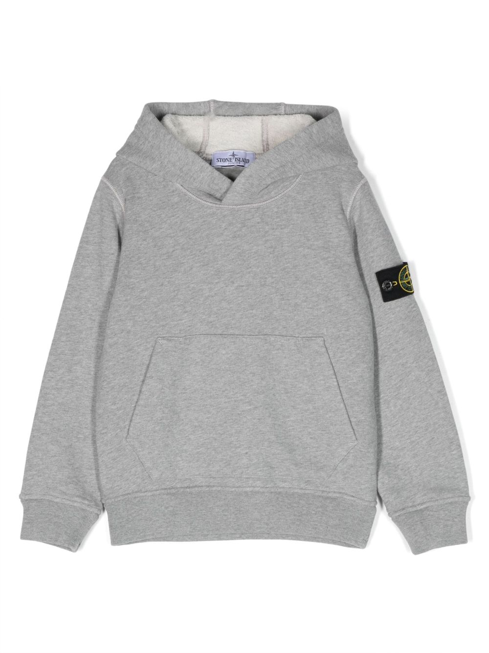 Stone Island Junior 罗盘图案棉连帽衫 - 灰色