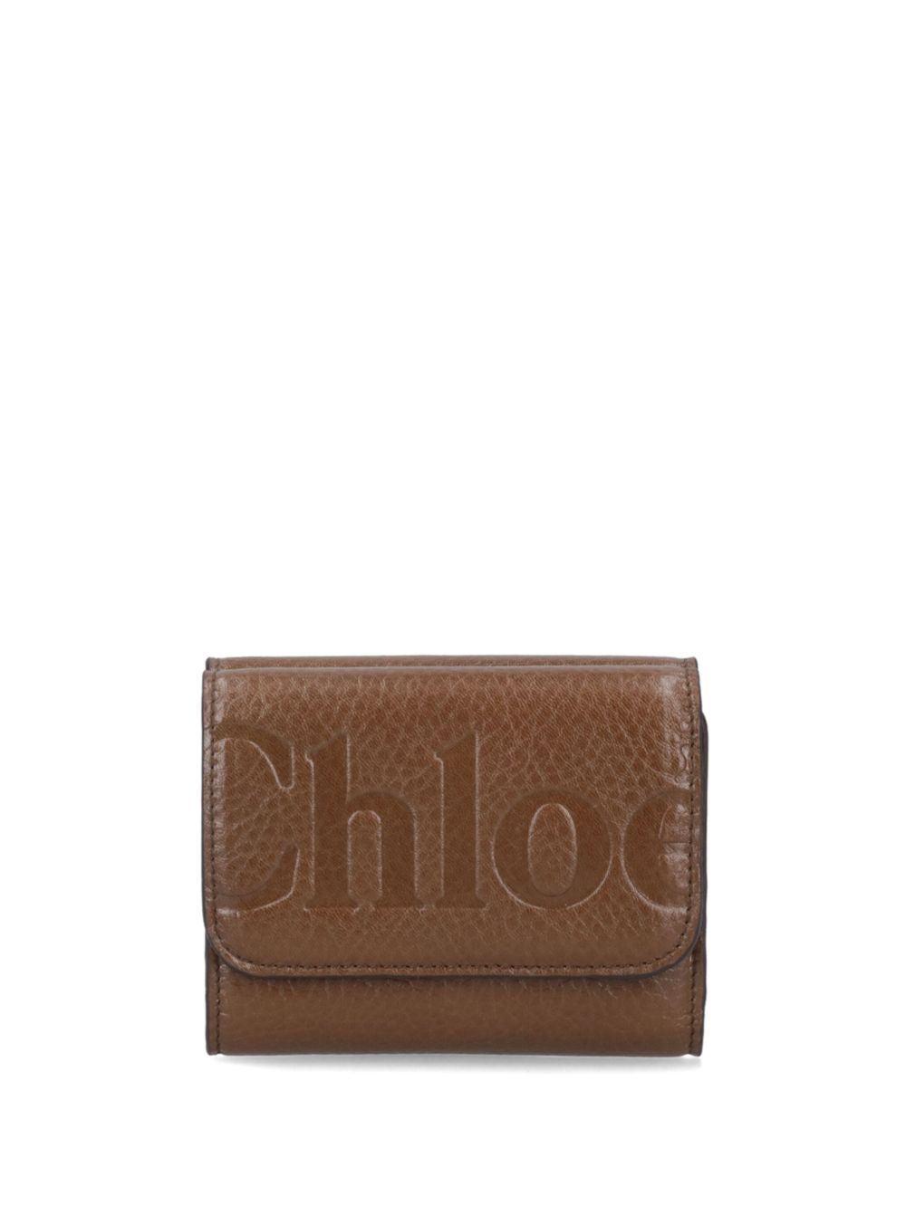 Chloé logo凹面压花钱包 - 褐色