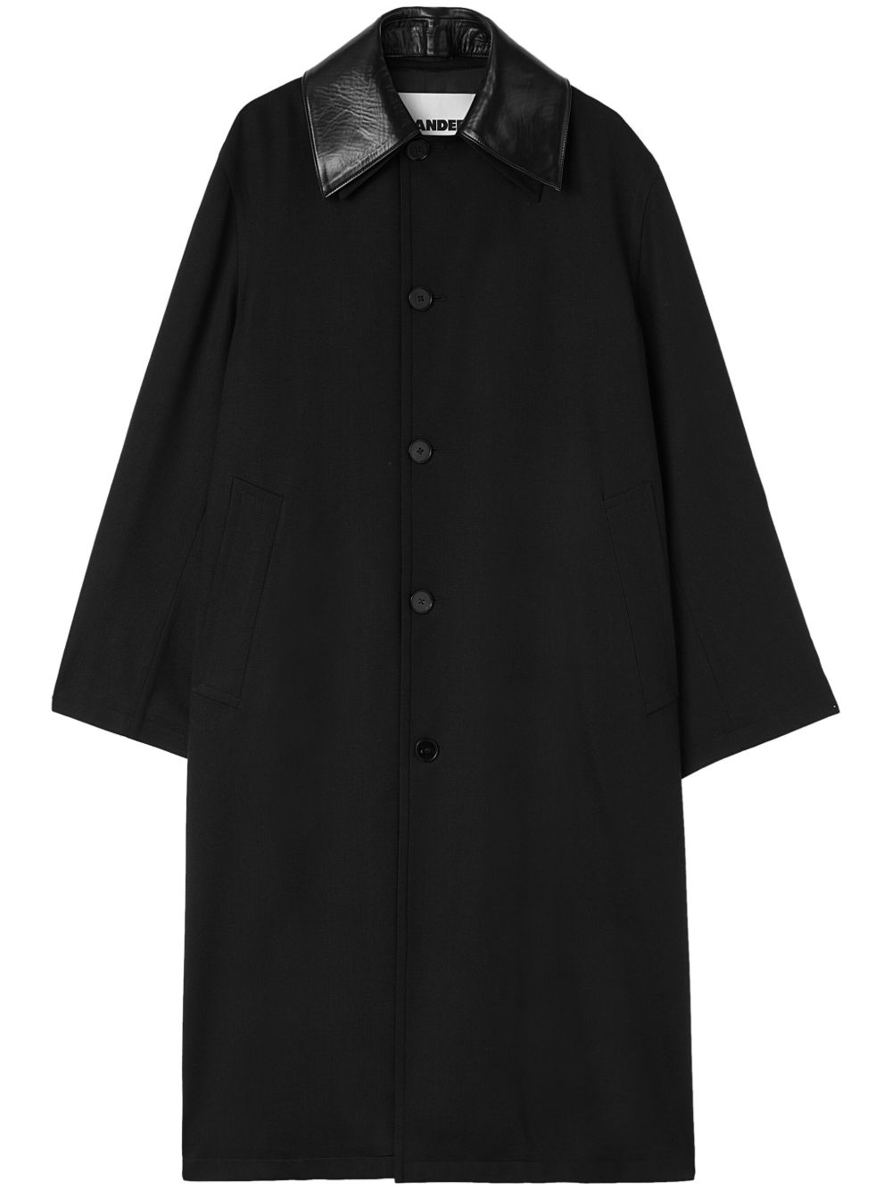 Jil Sander 皮质领外套 - 黑色