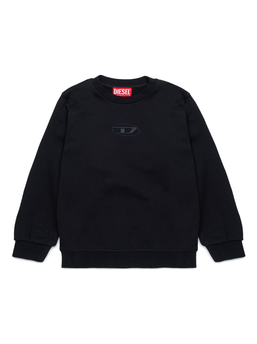 Diesel Kids logo刺绣棉卫衣 - 黑色
