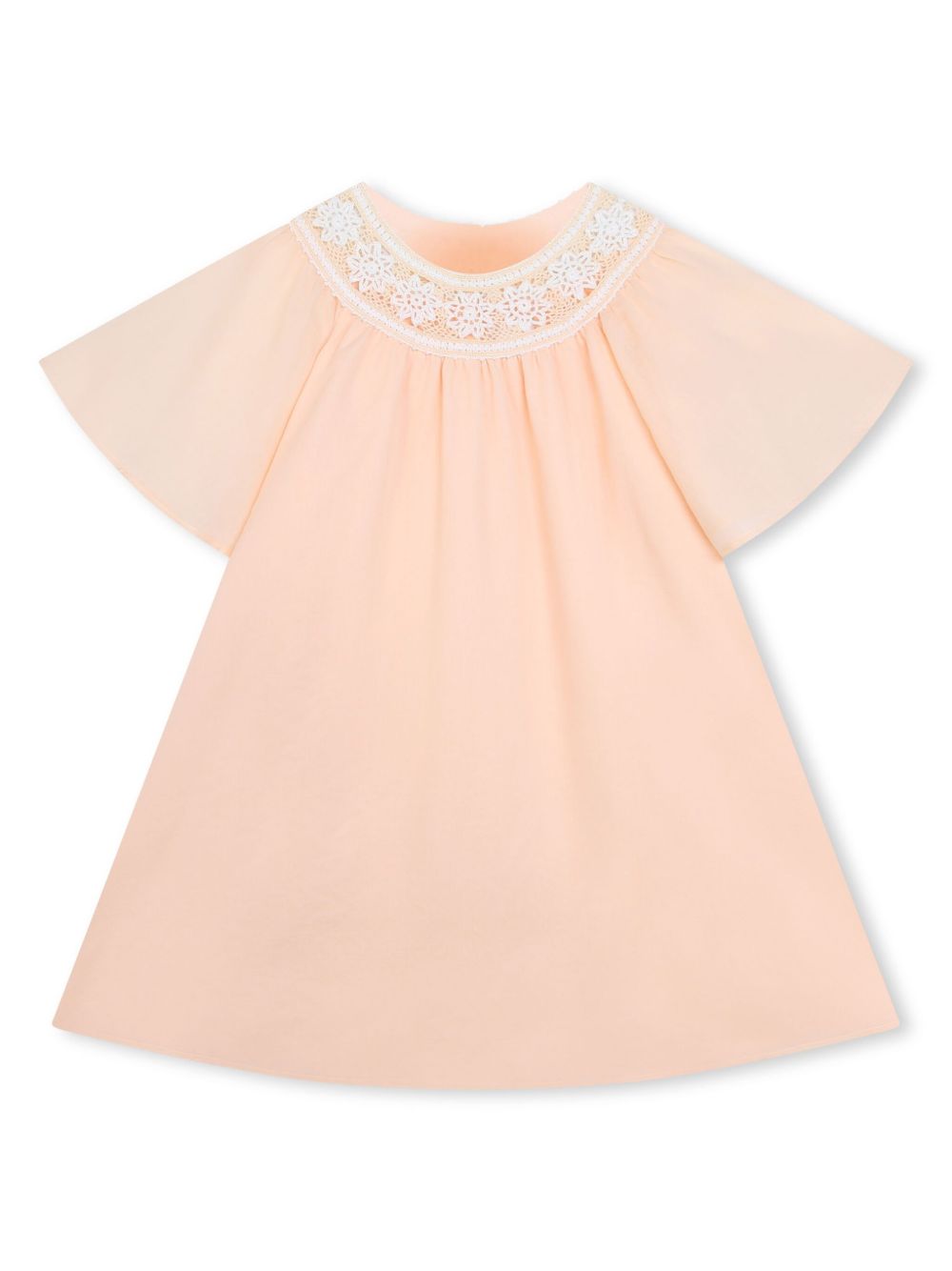 Chloé Kids 刺绣设计棉连衣裙 - 粉色