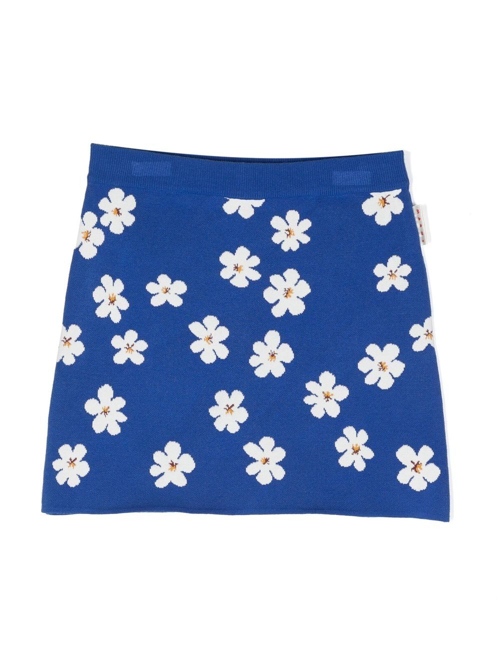 Marni Kids 花卉针织迷你半身裙 - 蓝色