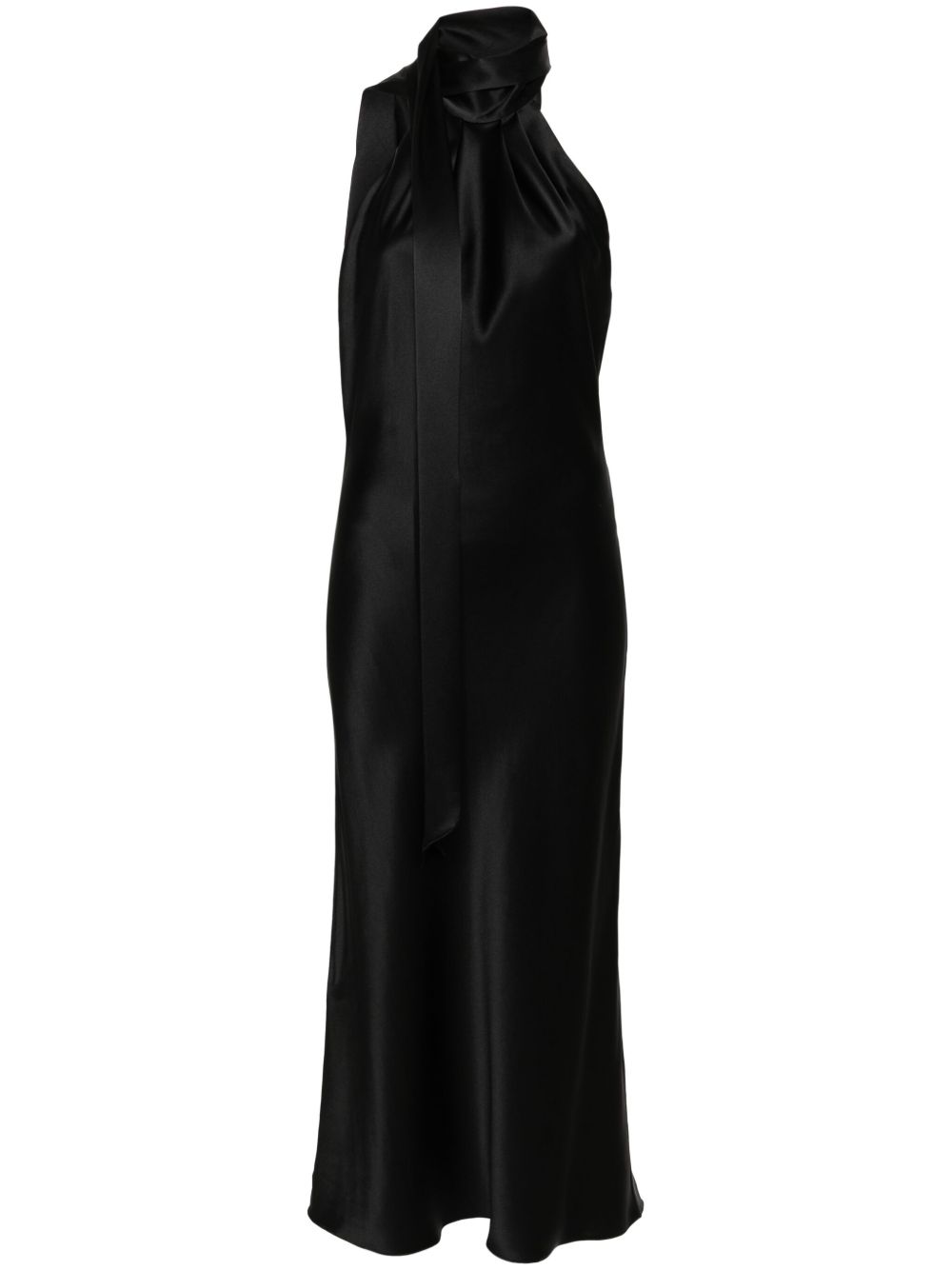 Max Mara Moli 缎面超长连衣裙 - 黑色