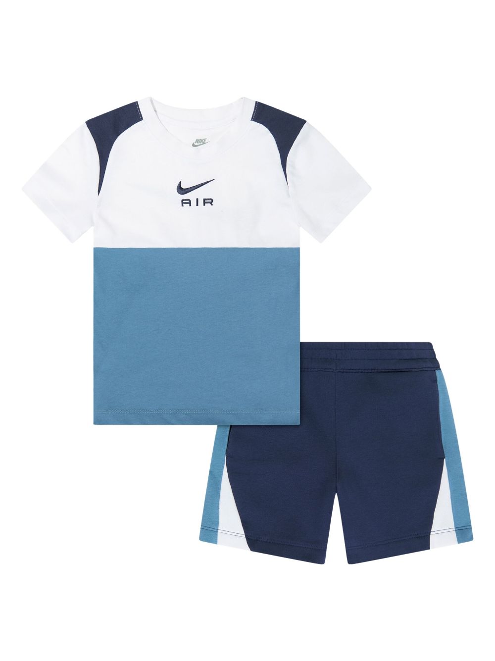 Nike Kids logo刺绣短裤套装 - 蓝色
